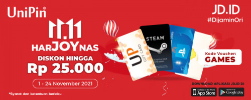 Promo Diskon hingga 25rb Voucher Game di HarJOYnas JDID!